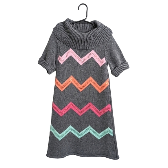 Gymboree gray sweater girl dress wide turtleneck short sleeves size 6 - Picture 1 of 7